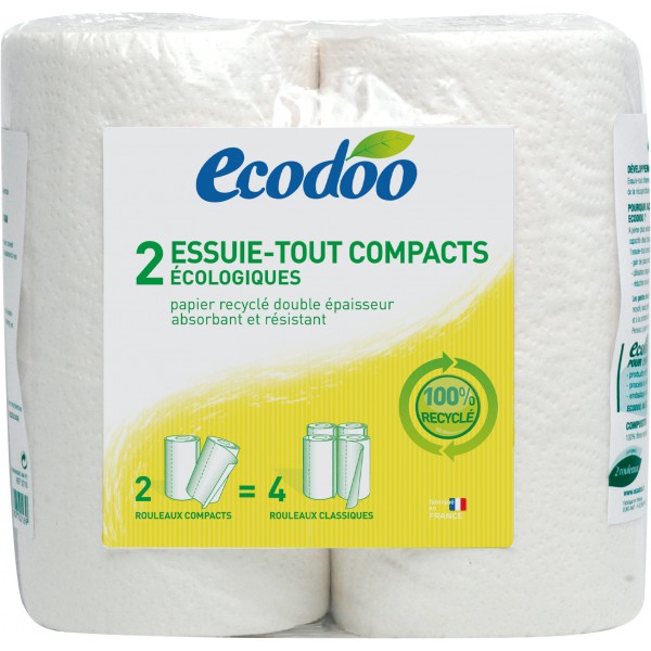 Essuie-tout compact 2 rouleaux recyclé
