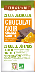 Chocolat noir orange confite 100g Bio 