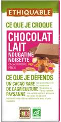 Chocolat lait nougatine noisette 100g Bio