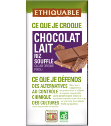 Chocolat au lait riz soufflé Pérou 100 g Bio