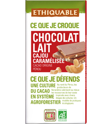 Chocolat lait cajou caramélisée 100 g Bio