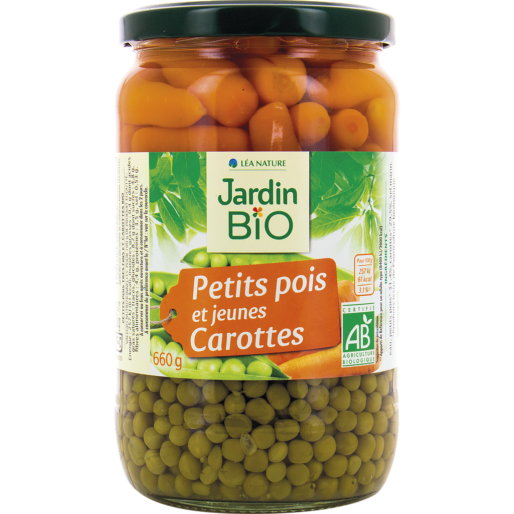 Petits pois carottes 660 g Bio 