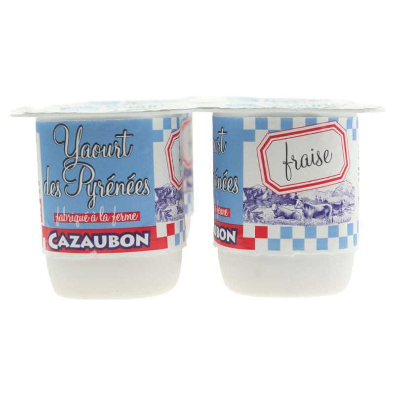 Yaourt fermier vache à la fraise Cazaubon 125 g x 4