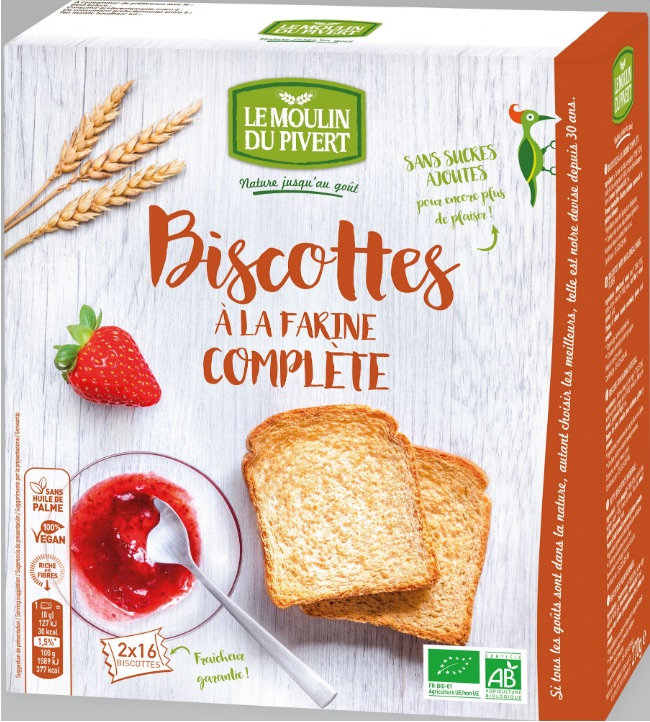Biscottes à la farine complète 270 g Bio