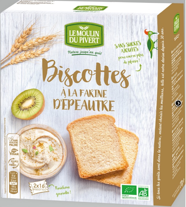 Biscottes à la farine d'épeautre 270 g Bio