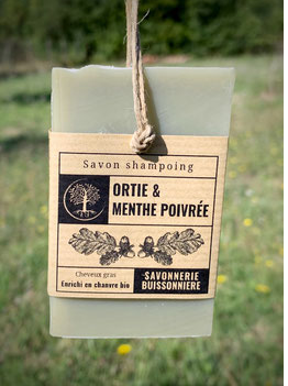 Shampoing solide ortie &amp; menthe poivrée cheveux gras 100 g Bio