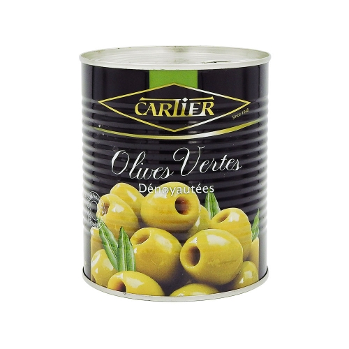 Olives vertes dénoyautées boîte 850 g  