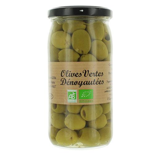 Olives vertes dénoyautées pot 37cl Bio