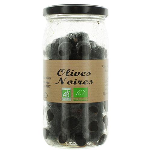 Olives noires entières pot 37cl Bio