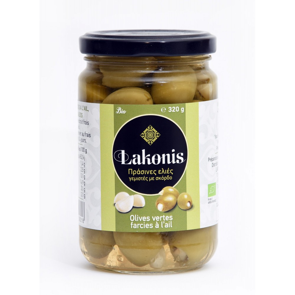 Olives vertes farcies à l'ail 320 g Bio