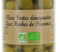 Olives vertes dénoyautées herbes de Provence pot 37 cl Bio