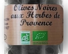 Olives noires herbes de Provence pot 37 cl Bio
