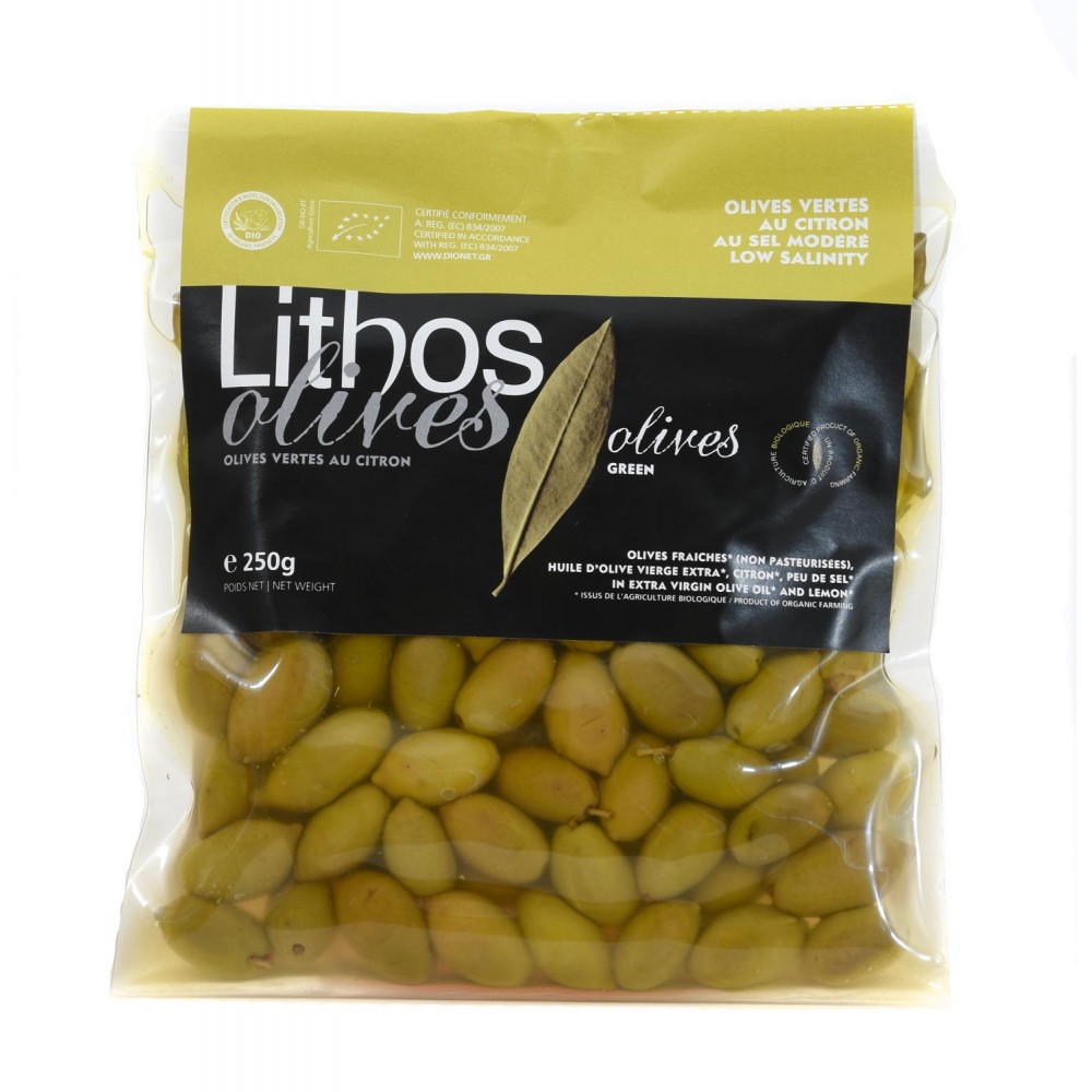 Olives vertes au citron au sel modéré 250g BIO