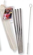 Pailles inox droites X 4 + étui et brosse 