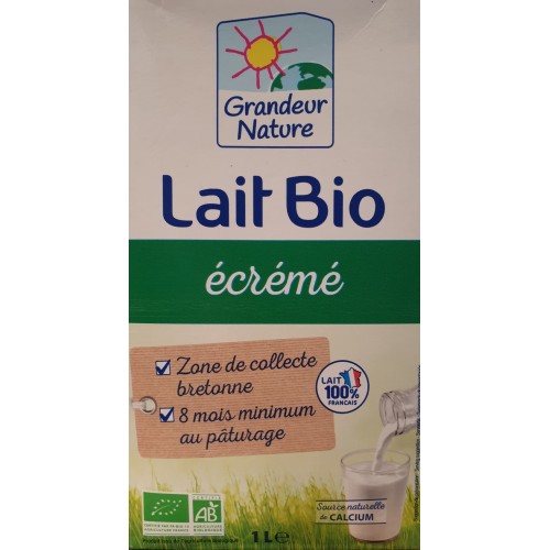 Lait écrémé 1 L Grandeur Nature Bio