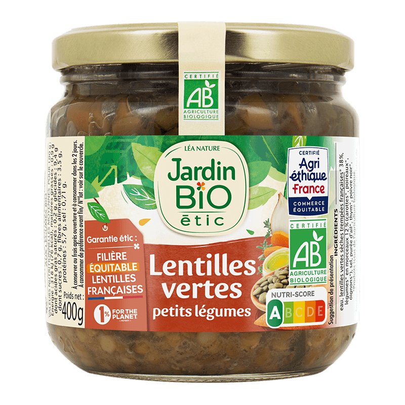 Lentilles vertes cuisinées aux petits légumes 400 g Bio
