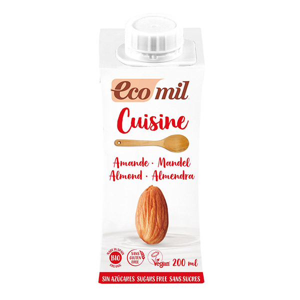 Crème amande cuisine sans sucres Ecomil 20 cl Bio