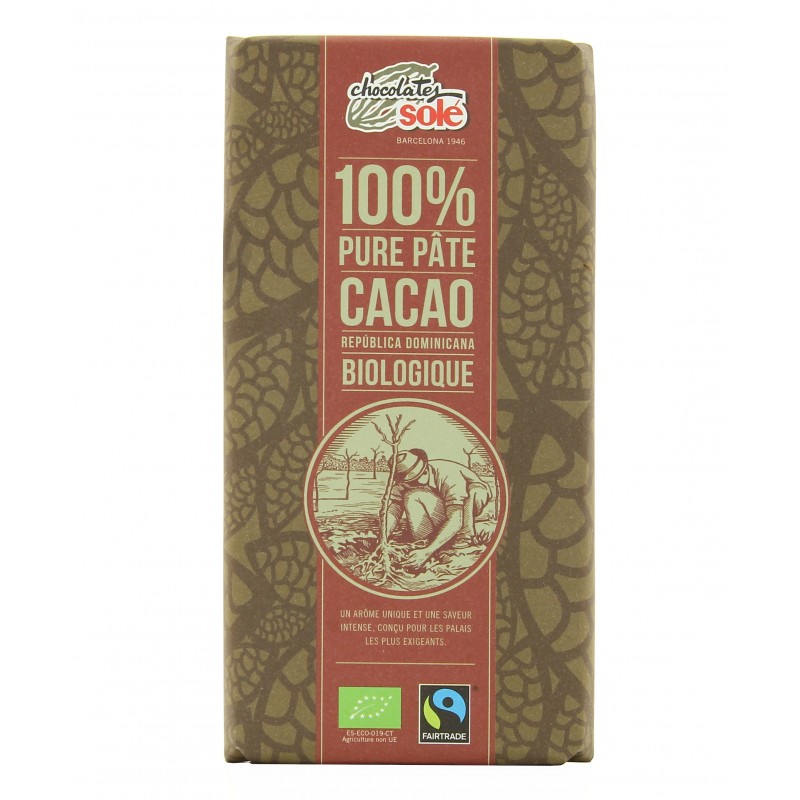 Chocolat 100 % pure pâte 100 g Bio