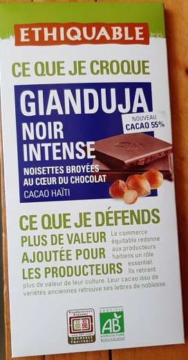 Chocolat noir Gianduja intense 100 g Bio