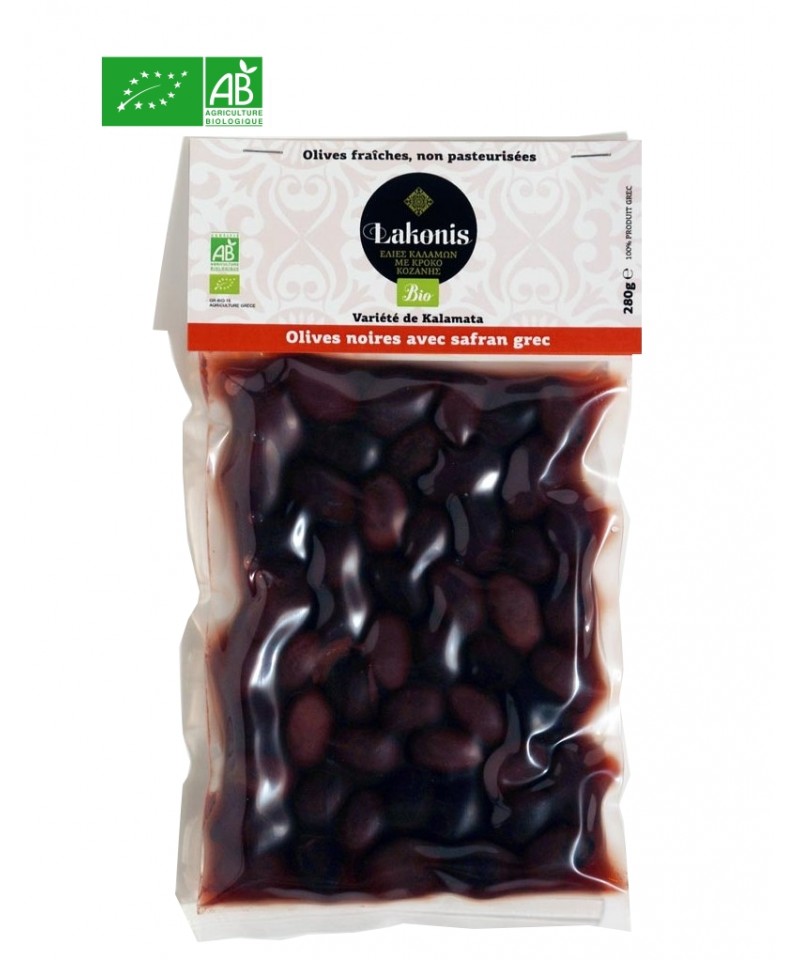 Olives noires Kalamata au safran 280 g