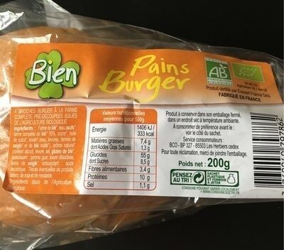 Pain burger X 4 - 200 g Bio