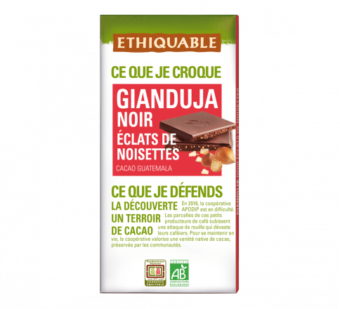 Chocolat noir Gianduja éclats de noisettes 100 g Bio