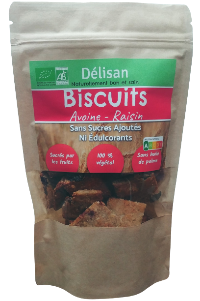 Biscuits avoine raisin ss sucre ajouté 125 g Bio