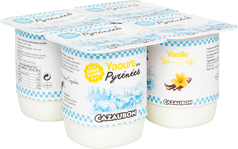 Yaourt fermier vache aromatisé vanille Cazaubon 125 g x 4 