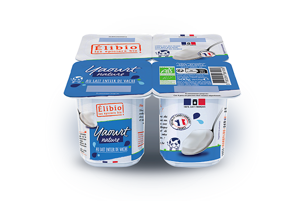 Yaourt nature lait entier vache ELIBIO X4 125 g Bio