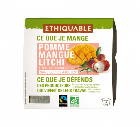 Purée Pomme Mangue Litchi 4x100g Bio