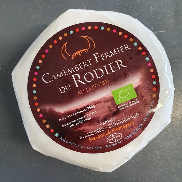 Camembert fermier du Rodier au lait cru 250 g Bio