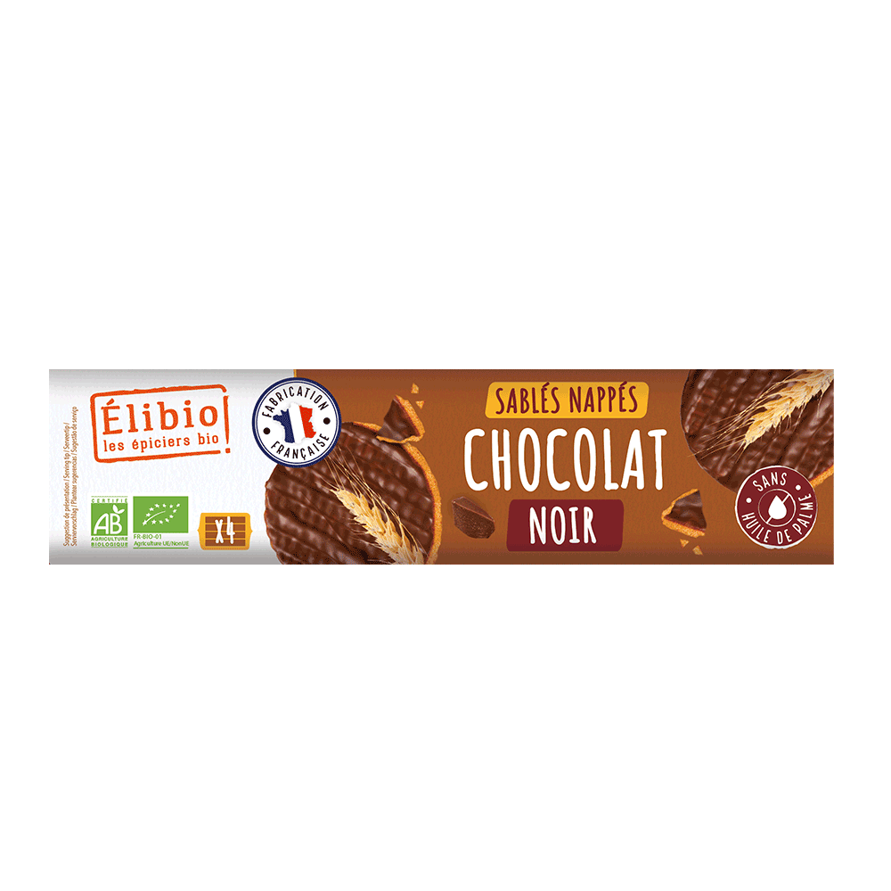 Sablé nappé chocolat noir ELIBIO 160 g Bio 