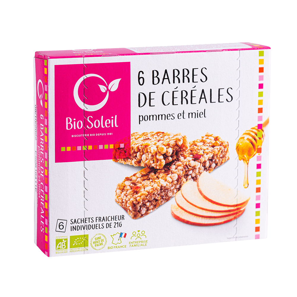 Barres céréales pommes miel X 6 125 g Bio