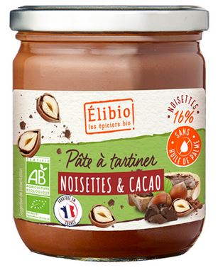 Pâte à tartiner noisettes et cacao Elibio 400 g Bio