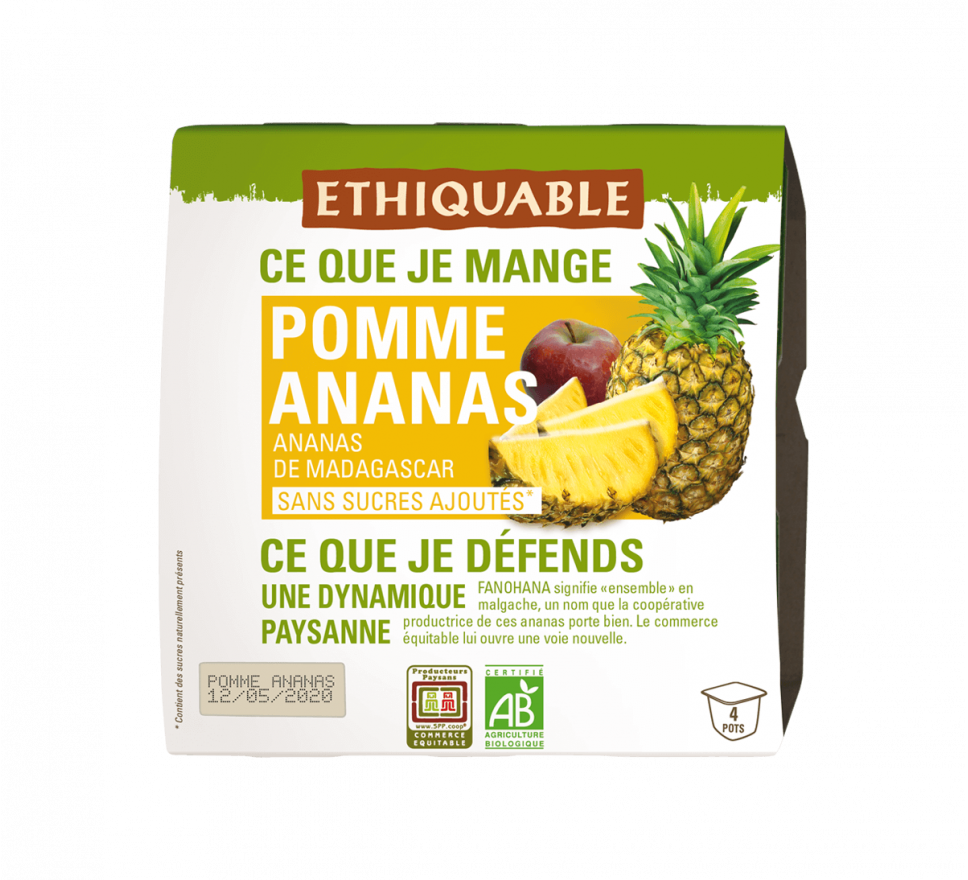 Purée pomme ananas banane  4x100 g Bio