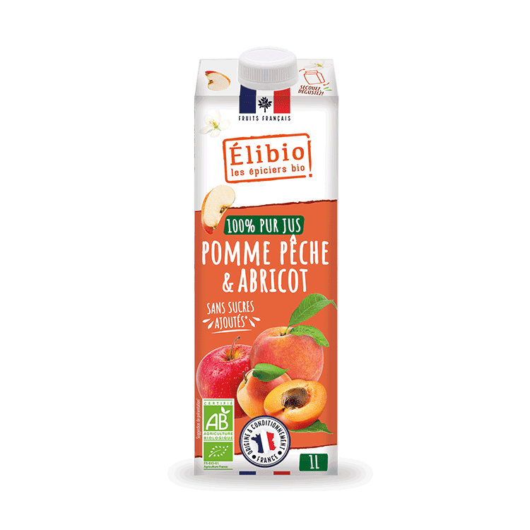 Jus de pomme pêche abricot ELIBIO 1 L Bio